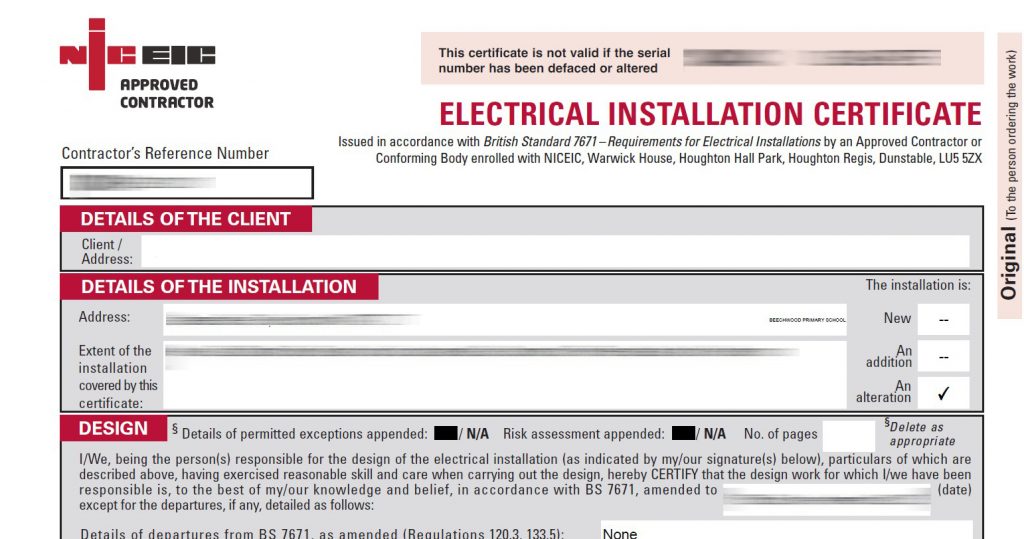 electrical certificate